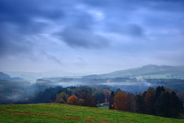  Beautiful autumn morning landscape of Bohemian Switzerland