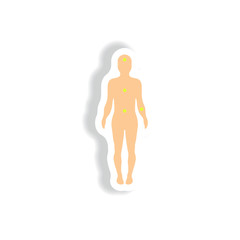 Vector paper sticker various symptoms of leukemia on the human