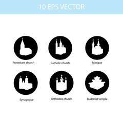 Vector set illustration of temples