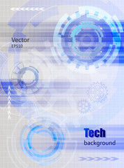 Technology background with gear wheel and rays