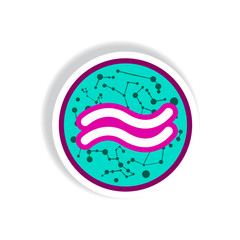 stylish icon in paper sticker style zodiac Aquarius