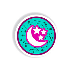 stylish icon in paper sticker style moon and stars
