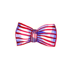 Watercolor bow of striped ribbon.