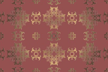 Vector seamless gold pattern ethnic style background. Vintage decorative texture