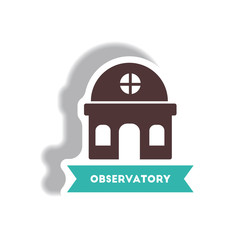 stylish icon in paper sticker style building observatory