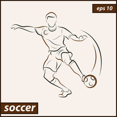 Vector illustration. Illustration shows a football player kicks the ball. Soccer