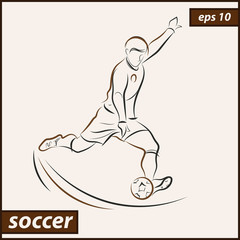 Vector illustration. Illustration shows a football player kicks the ball. Soccer