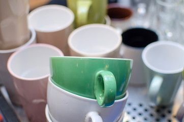 A Set of clean colored cups