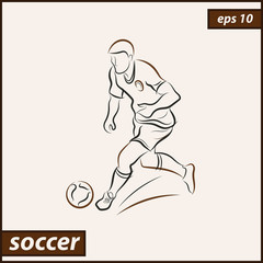 Vector illustration. Illustration shows a football player kicks the ball. Soccer
