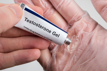 Testosterone Replacement Therapy (TRT) using testosterone gel. - obrazy, fototapety, plakaty