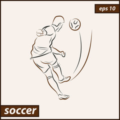 Vector illustration. Illustration shows a football player kicks the ball. Soccer