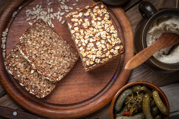 Whole Grain rye bread with seeds.