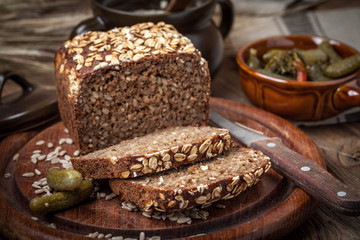 Whole Grain rye bread with seeds.