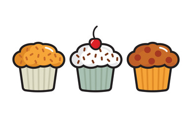 Cup cake vector icons