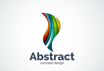 Abstract wave logo template, smooth motion concept