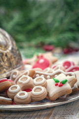 Christmas gingerbread cookies decoration with copy space 