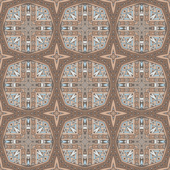 geometric tiled grunge doodle  pattern