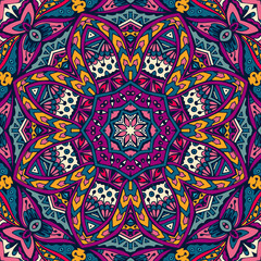 Tribal abstract floral mandala seamless pattern