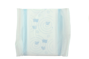 Sanitary napkin, pad (sanitary towel, sanitary pad, menstrual pad) isolated on white background. Menstruation.
