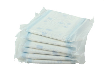 Sanitary napkins, pad (sanitary towel, sanitary pad, menstrual pad) isolated on white background. Menstruation. © Studio KIVI