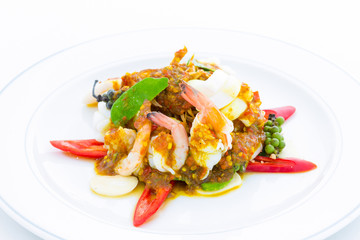 Sautéed shrimp with fresh peppers
