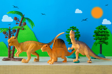 Dinosaur hunter on wild models background © Noey smiley