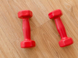 Photo of colorful barbells