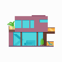 Happy House with Terrace Banner Poster Template.