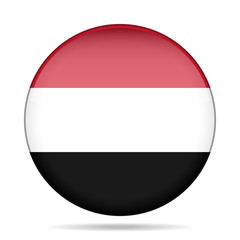 Flag of Yemen. Shiny round button.