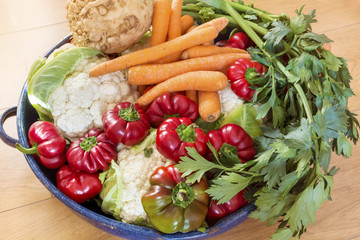 autumn vegetables ,carrots, cauliflower ,bell peppers and celery