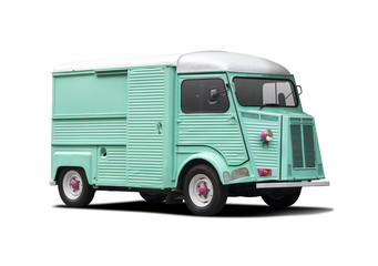 Old French van isolated on white