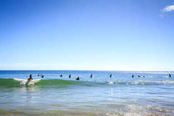 Surfers on Beliche Beach, Sagres, Algarve, Portugal