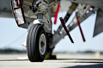 F16 aircraft detail with landing gear