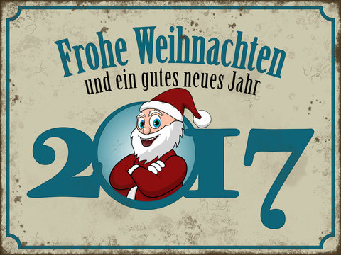 rostige weihnachtliche Blechtafel Frohe Weihnachten