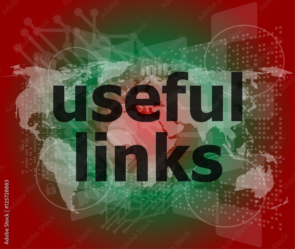 Poster seo web design concept: useful links on digital background