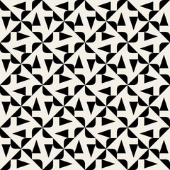 Vector Seamless Black And White Rounded Triangle Spyral Geometric Pattern