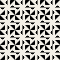Vector Seamless Black And White Rounded Triangle Spyral Geometric Pattern