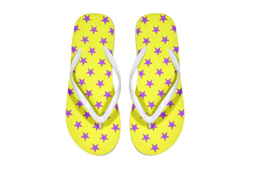 Colorful rubber slippers isolated on white background.