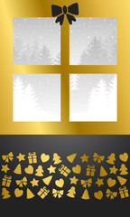 Weihnachten - Grußkarte mit Fenster (Grau)