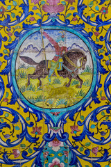 Old mosaic wall in Golestan palace. Teheran, Iran.
