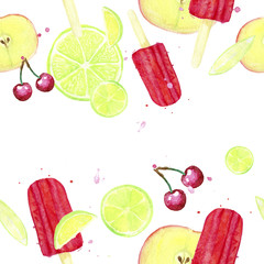 Watercolor seamless fruit pattern