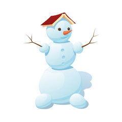 снеговик с книгой на голове, на белом фоне