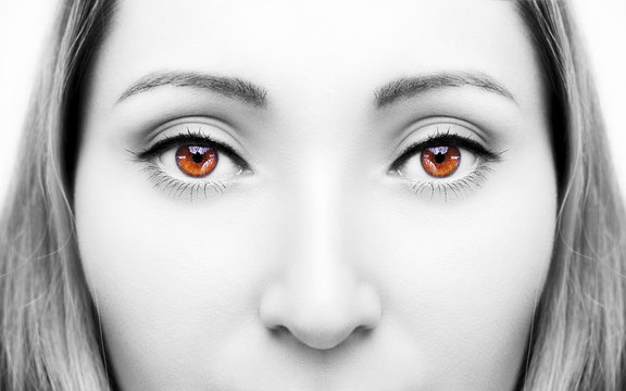 Beautiful insightful look brown woman's eyes