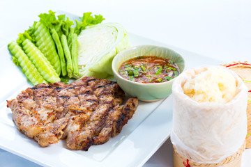 grilled pork and sticky rice