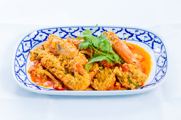 Curry fried shrimp with coconut milk