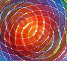 Abstract rainbow acrylic and watercolor circle painted backgroun