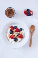 muesli and espresso coffee