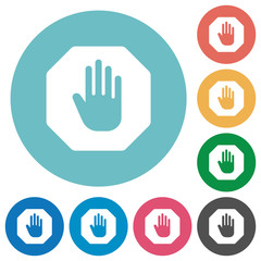 Stop sign flat round icons