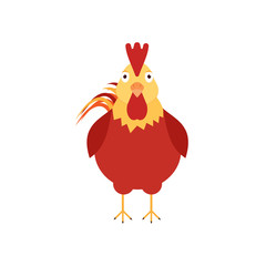Rooster flat icon with long shadow. Happy new year. 2017 year.