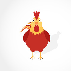 Rooster flat icon with realisticshadow. Happy new year. 2017 year.